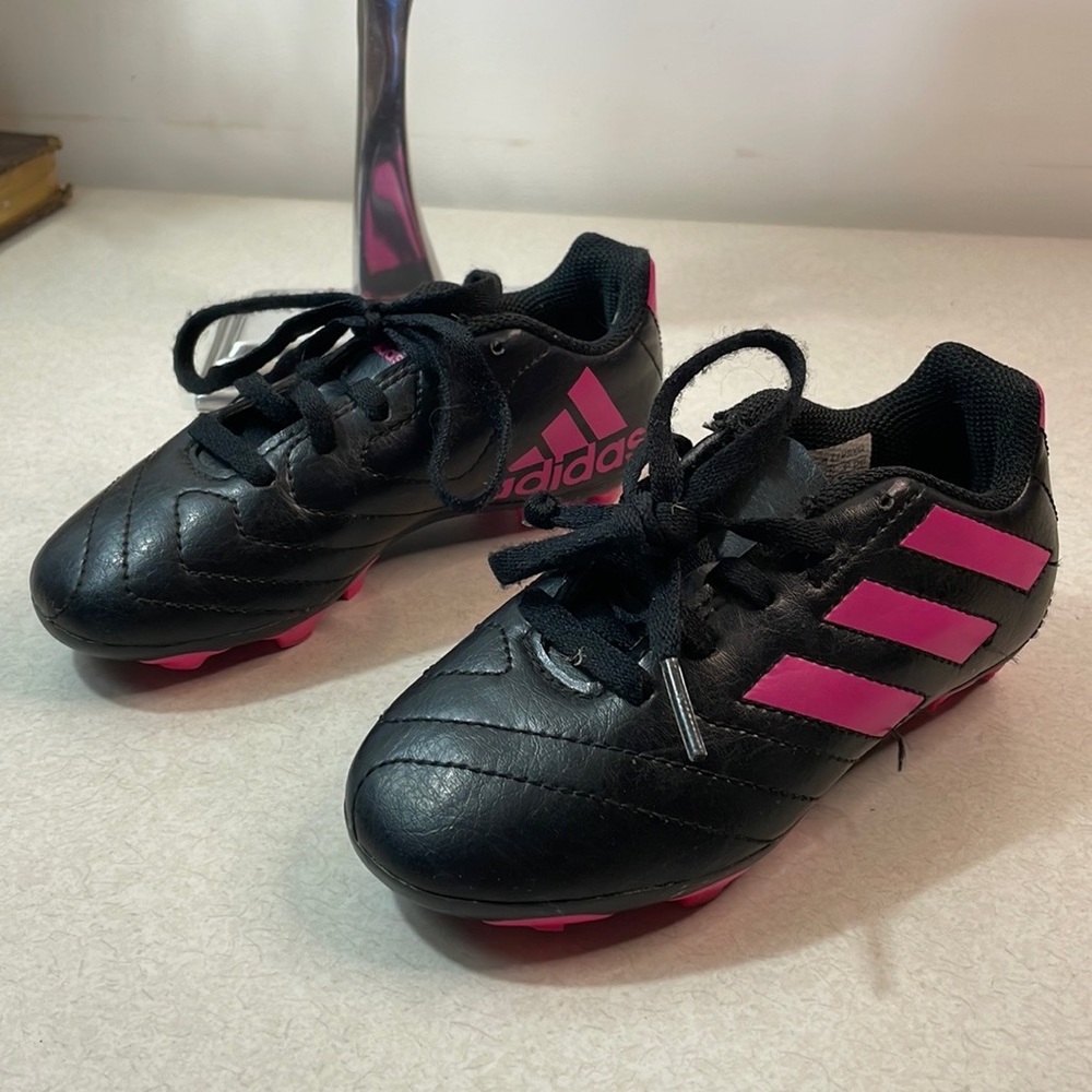 Adidas Girls Soccer Cleats Black Pink Size 10 - Picture 9 of 10